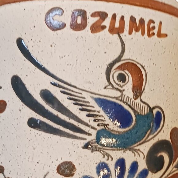 SIGNED Gardiel Vintage Mexico Cozumel Stoneware Bird Butterfly Vase - Picture 11 of 14